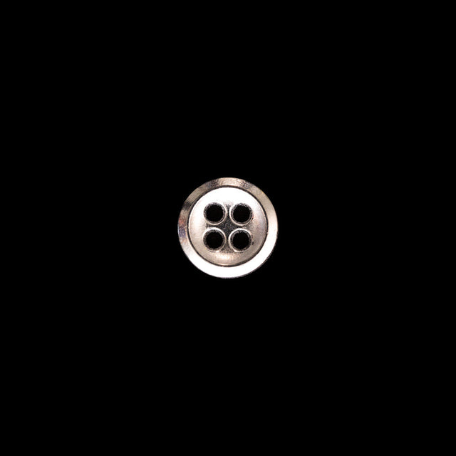 Italian Silver Metal 4-Hole Button - 14L/9mm