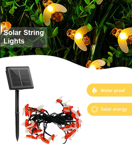 Bee Solar String Lights – 8 Modes