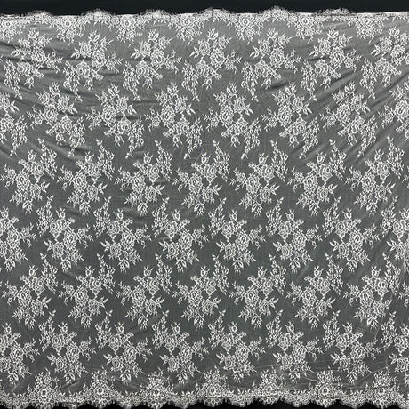 Embroidered Lace Fabric with Eyelash Scallop