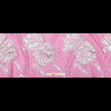Metallic Silver and Wild Orchid Rosy Luxury Brocade