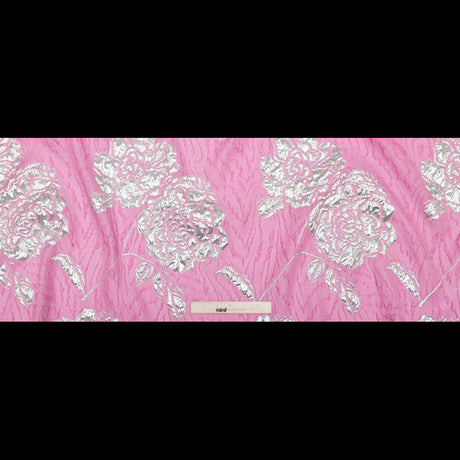 Metallic Silver and Wild Orchid Rosy Luxury Brocade