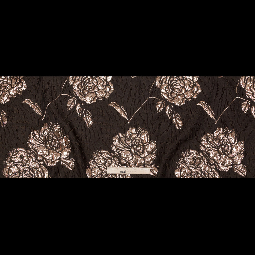 Metallic Rose Gold and Black Rosy Luxury Brocade