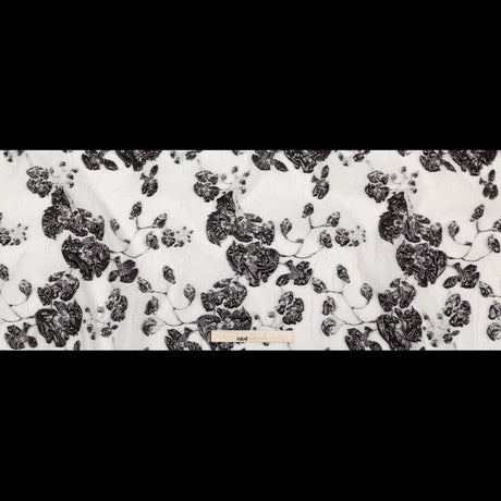 Metallic Black and White Alyssum Rosy Luxury Brocade