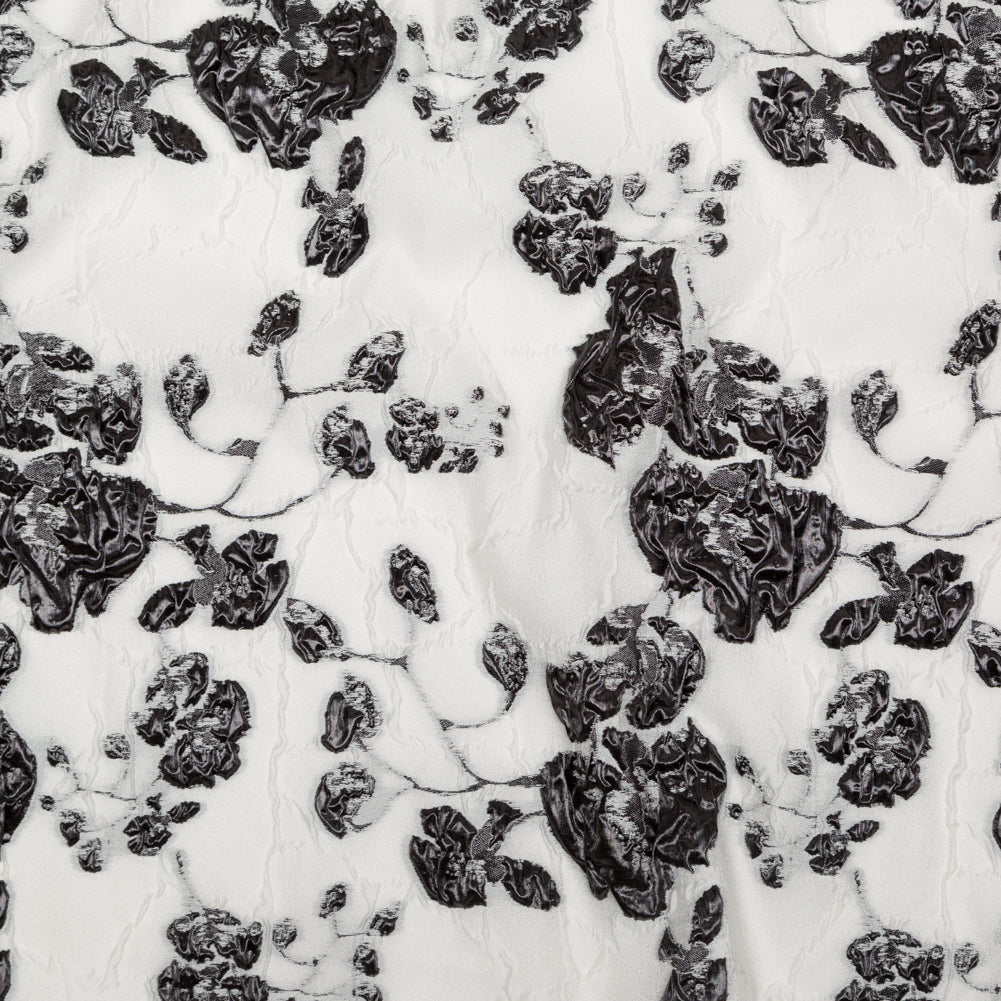 Metallic Black and White Alyssum Rosy Luxury Brocade