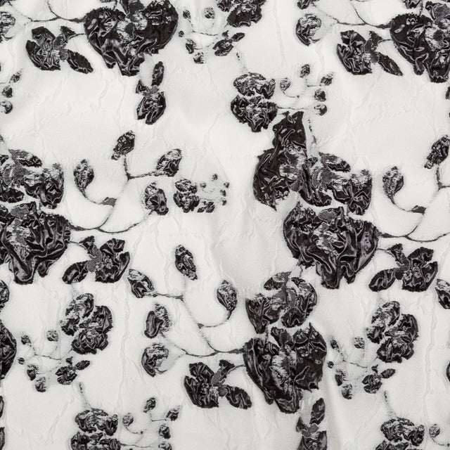 Metallic Black and White Alyssum Rosy Luxury Brocade