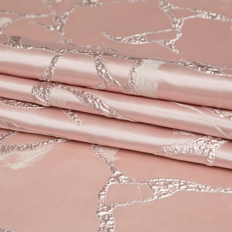 Metallic Dynasty Pink, Misty Rose and Shell Satin-Faced Abstract Luxury Brocade