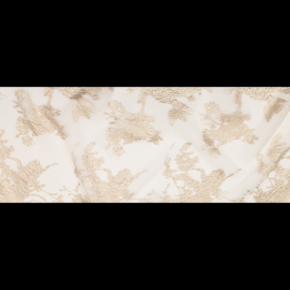 Metallic Golden Egg and Warm Sand Abstract Luxury Organza Brocade