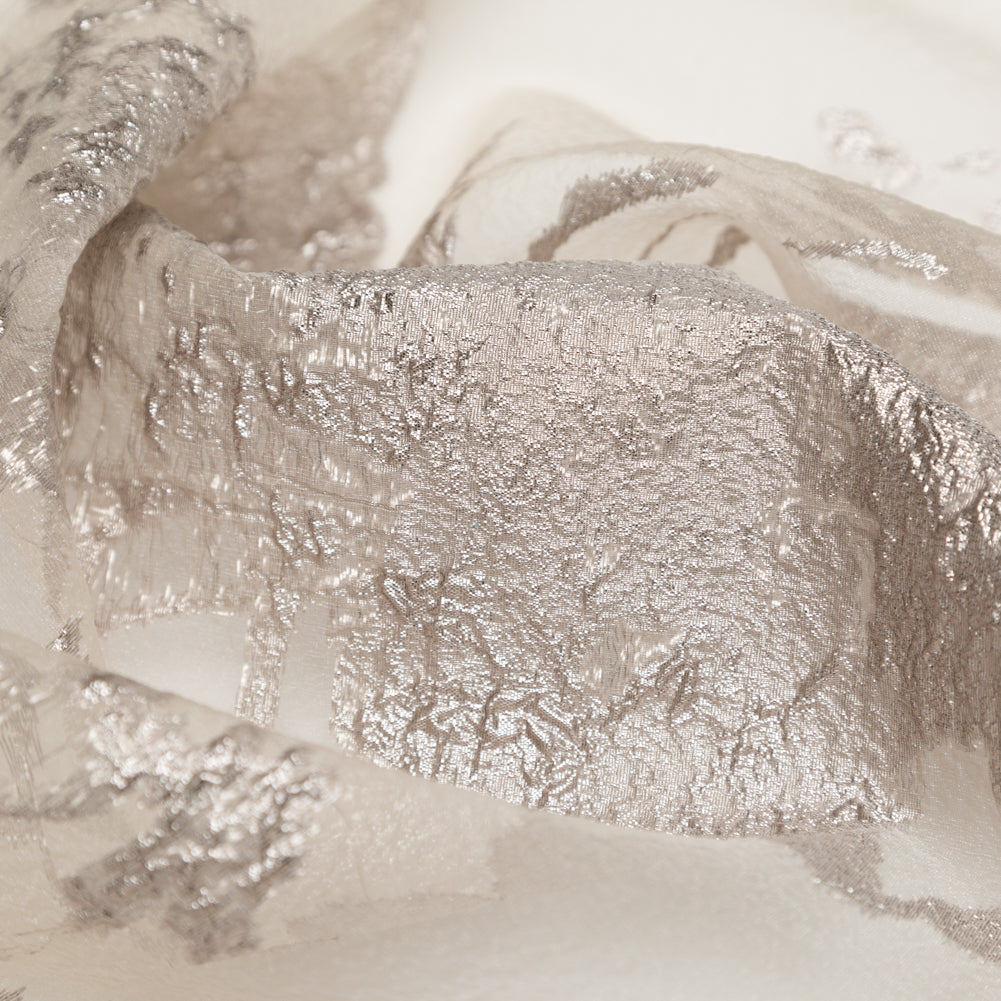 Metallic Tuffet and Pure Cashmere Abstract Luxury Organza Brocade