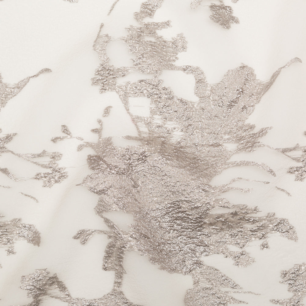 Metallic Tuffet and Pure Cashmere Abstract Luxury Organza Brocade