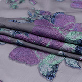 Metallic Blue Morpho, Periscope, Dark Ivy and Purple Gumdrop Floral Luxury Organza Brocade
