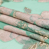 Metallic Bright Gold, Green Spruce, Adobe Rose and Lily Pad Floral Luxury Organza Brocade