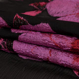 Metallic Black, Pink and Red Floral Luxury Organza Brocade