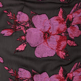 Metallic Black, Pink and Red Floral Luxury Organza Brocade