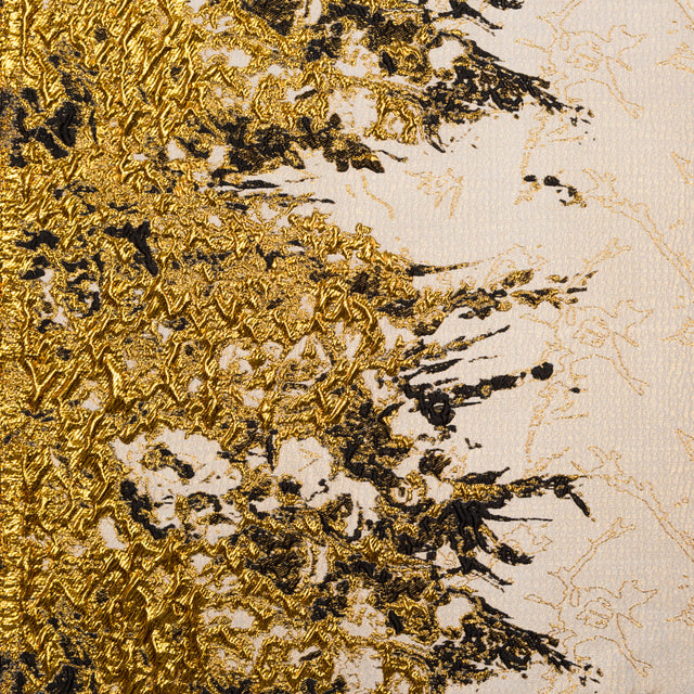 Metallic Bright Gold and Toasted Almond Abstract Border Brocade