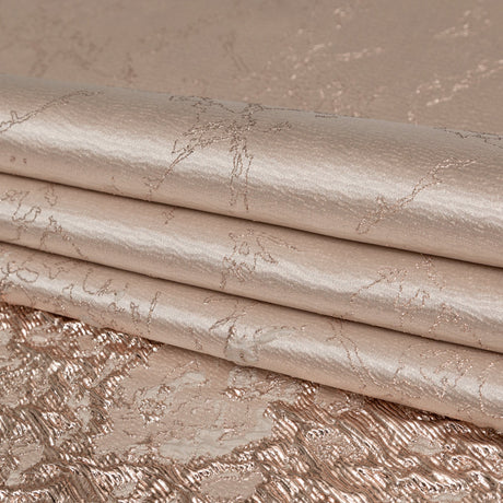 Metallic Peach Blush, Pink Salt and Champagne Abstract Border Brocade