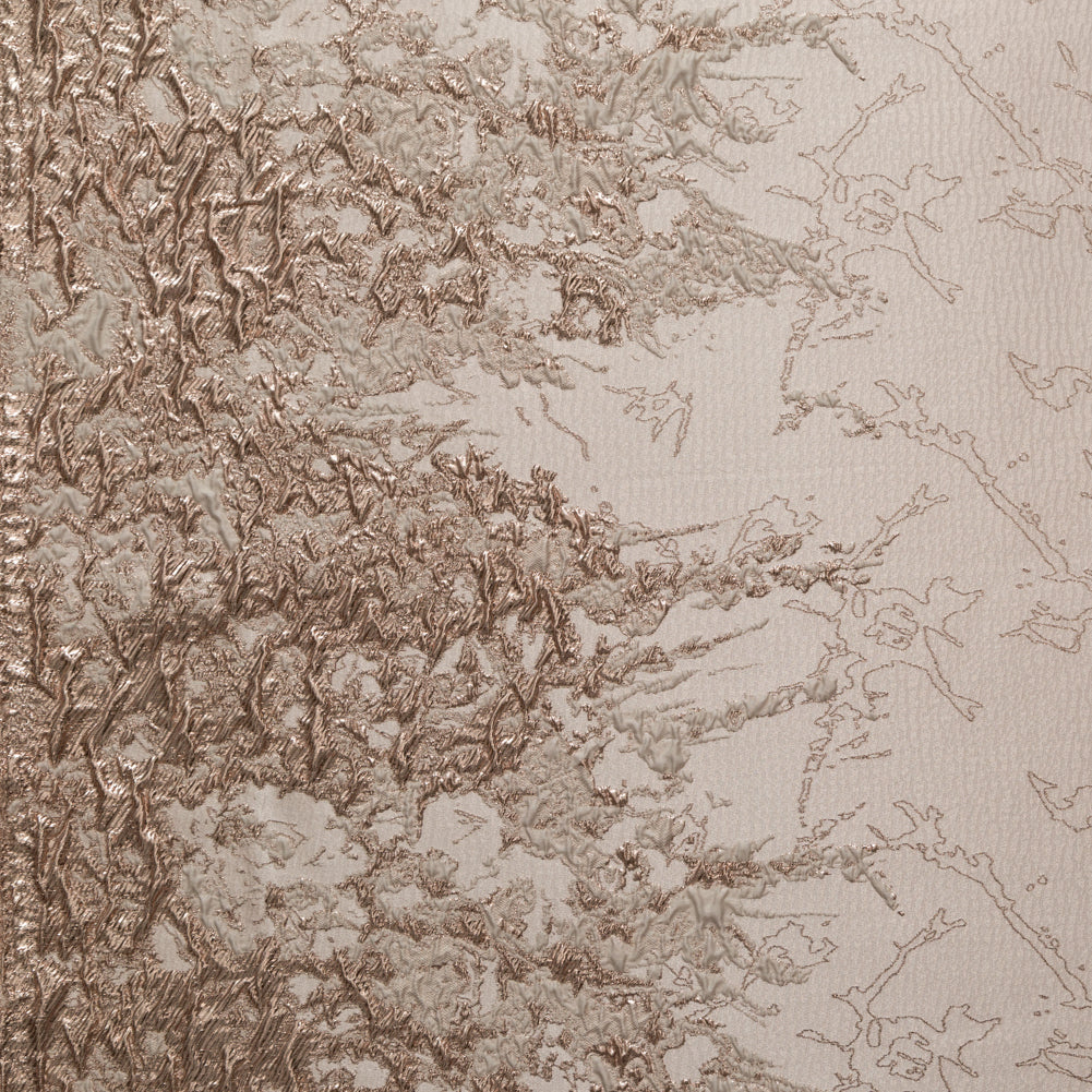 Metallic Peach Blush, Pink Salt and Champagne Abstract Border Brocade