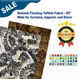 Damask Flocking Taffeta Fabric - 60" Wide for Curtains, Apparel, and Décor