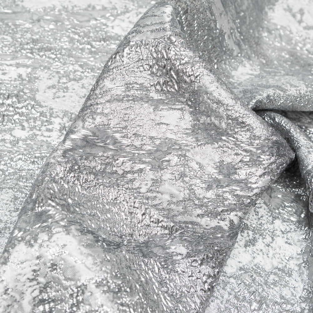Metallic Silver and Moonstruck Abstract Luxury Brocade
