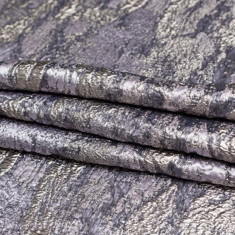 Metallic Aluminum and Orchid Haze Abstract Luxury Brocade