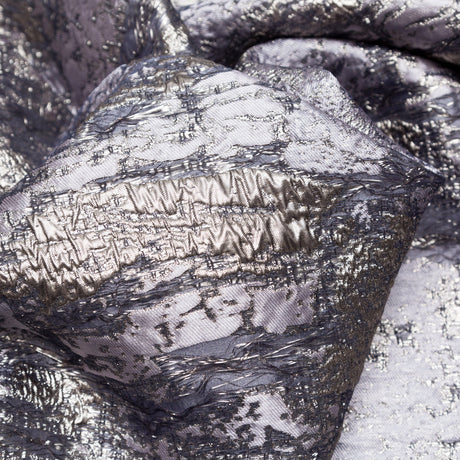 Metallic Aluminum and Orchid Haze Abstract Luxury Brocade