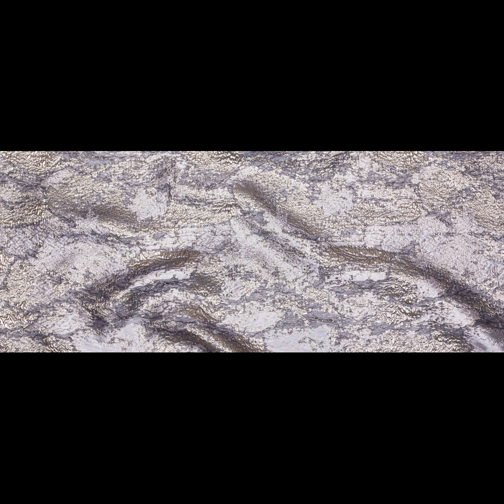 Metallic Aluminum and Orchid Haze Abstract Luxury Brocade