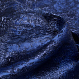Metallic Blue Morpho and Navy Peony Abstract Luxury Brocade