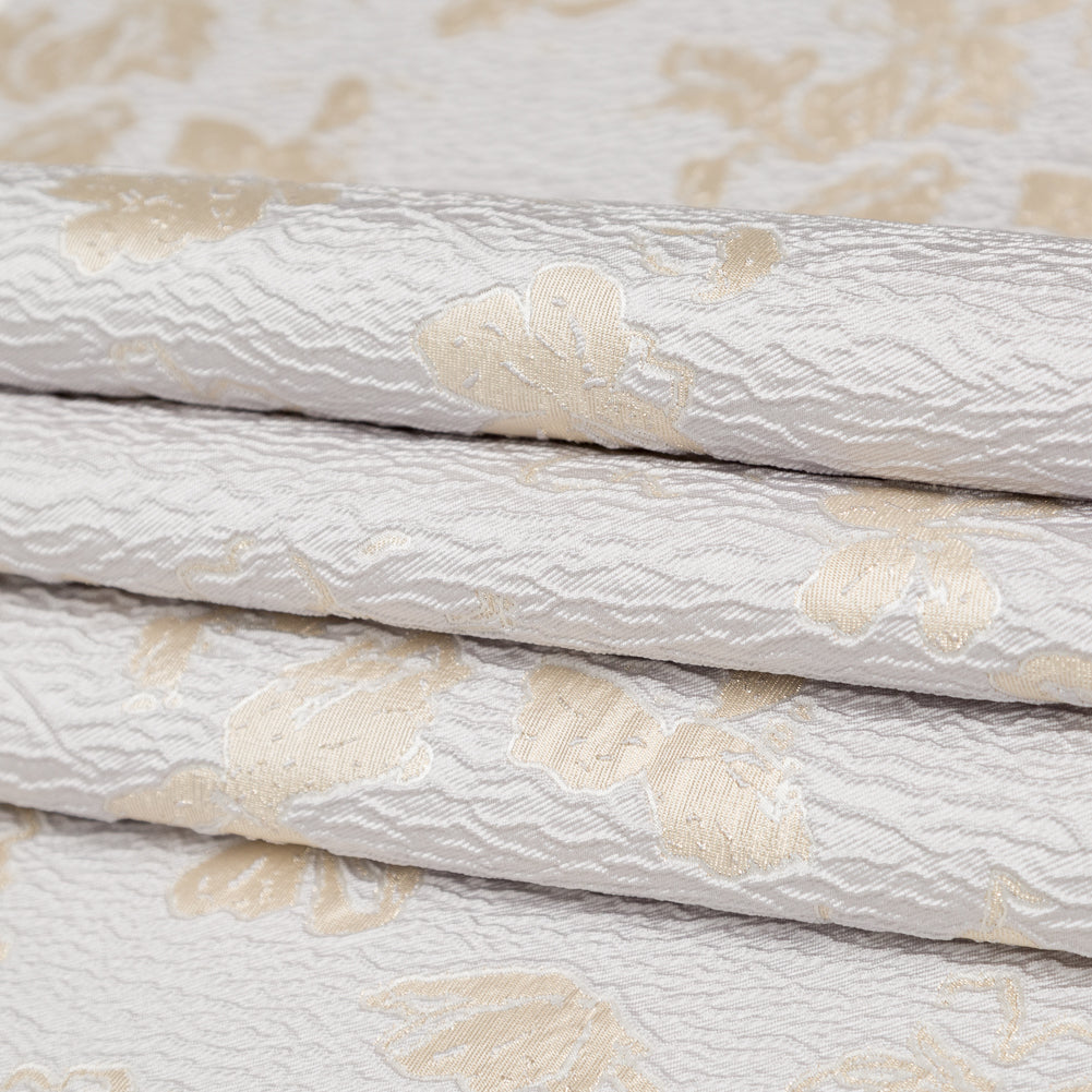 Metallic Aloe Wash and White Sand Floral Luxury Brocade