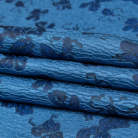 Metallic Baleine Blue and Black Floral Luxury Brocade