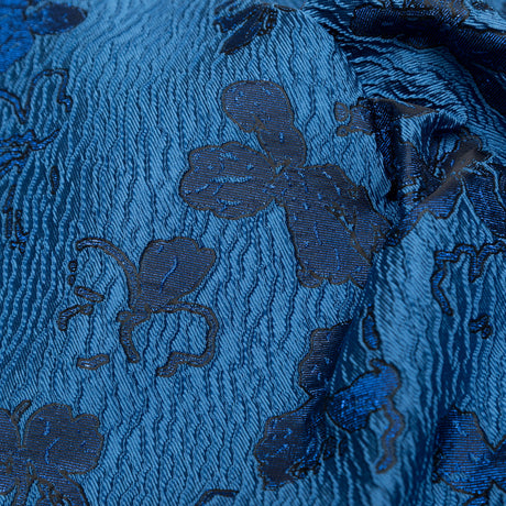 Metallic Baleine Blue and Black Floral Luxury Brocade