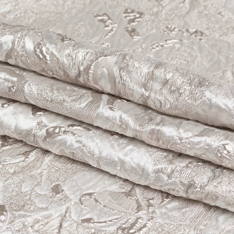 Metallic Silver and Castle Wall Rosy Luxury Brocade