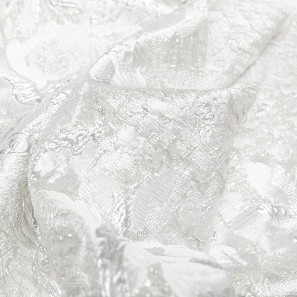 Metallic Silver and Drizzle Rosy Luxury Brocade