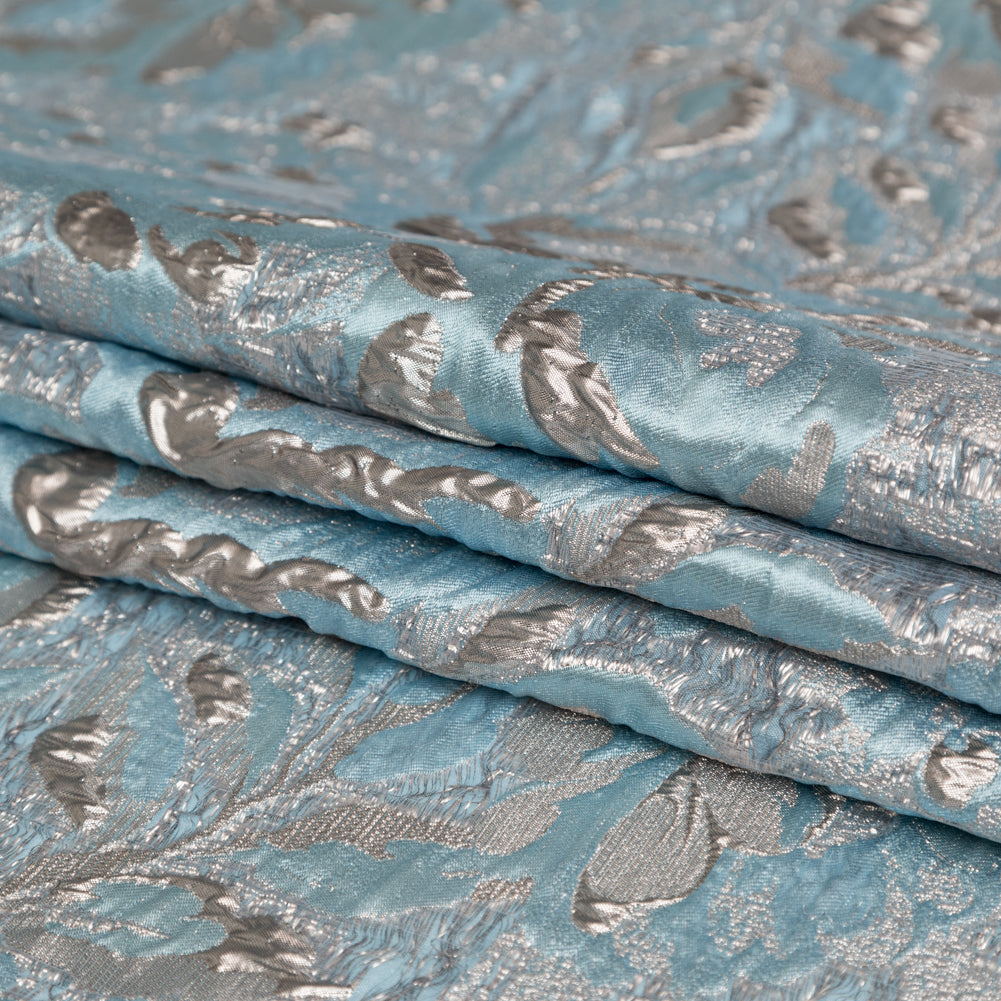 Metallic Zinc and Tourmaline Rosy Luxury Brocade