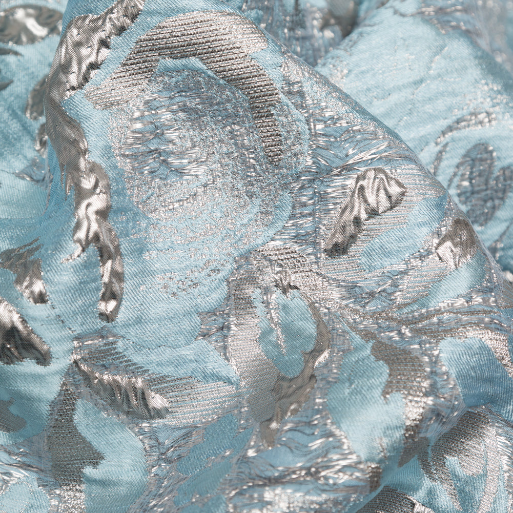 Metallic Zinc and Tourmaline Rosy Luxury Brocade