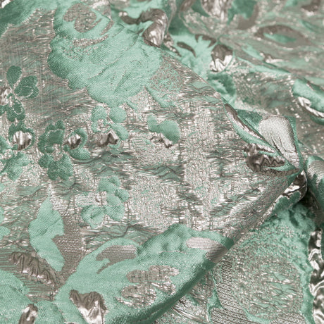 Metallic Simply Taupe and Winter Green Rosy Luxury Brocade