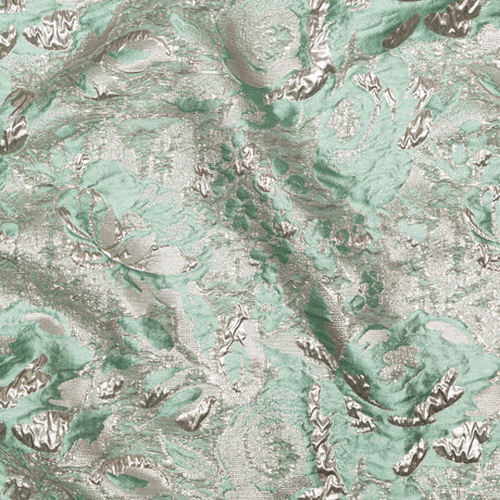 Metallic Simply Taupe and Winter Green Rosy Luxury Brocade