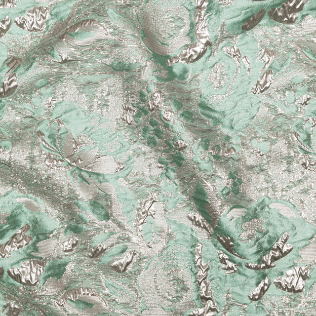 Metallic Simply Taupe and Winter Green Rosy Luxury Brocade