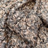 Metallic Antique Bronze, Portabella, Flint Gray and Black Floral Luxury Brocade