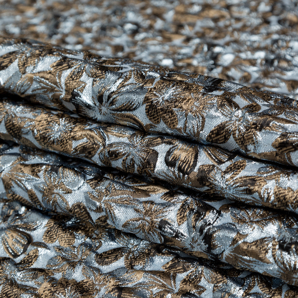Metallic Quarry and Kangaroo Floral Luxury Brocade