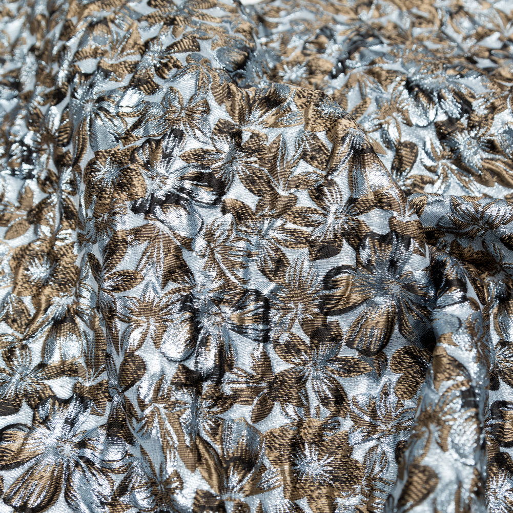 Metallic Quarry and Kangaroo Floral Luxury Brocade