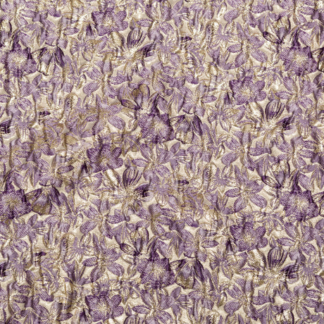 Metallic Sesame and Shadow Purple Floral Luxury Brocade