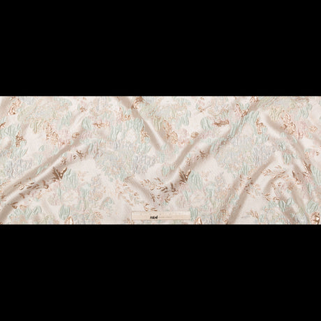 Metallic Bright Gold, Milky Green and Icelandic Blue Floral Luxury Brocade