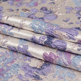 Metallic Champagne, Rainy Day and Deep Wisteria Floral Luxury Brocade