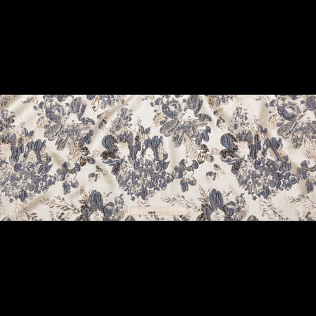 Metallic Bright Gold, Oyster Gray and Odyssey Gray Floral Luxury Brocade