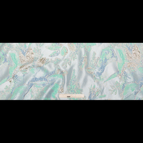 Metallic Golden Egg, Pearl Blue and Neptune Green Floral Luxury Brocade