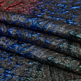 Metallic Space Cherry, Blue Morpho and Emerald Abstract Ombre Luxury Brocade