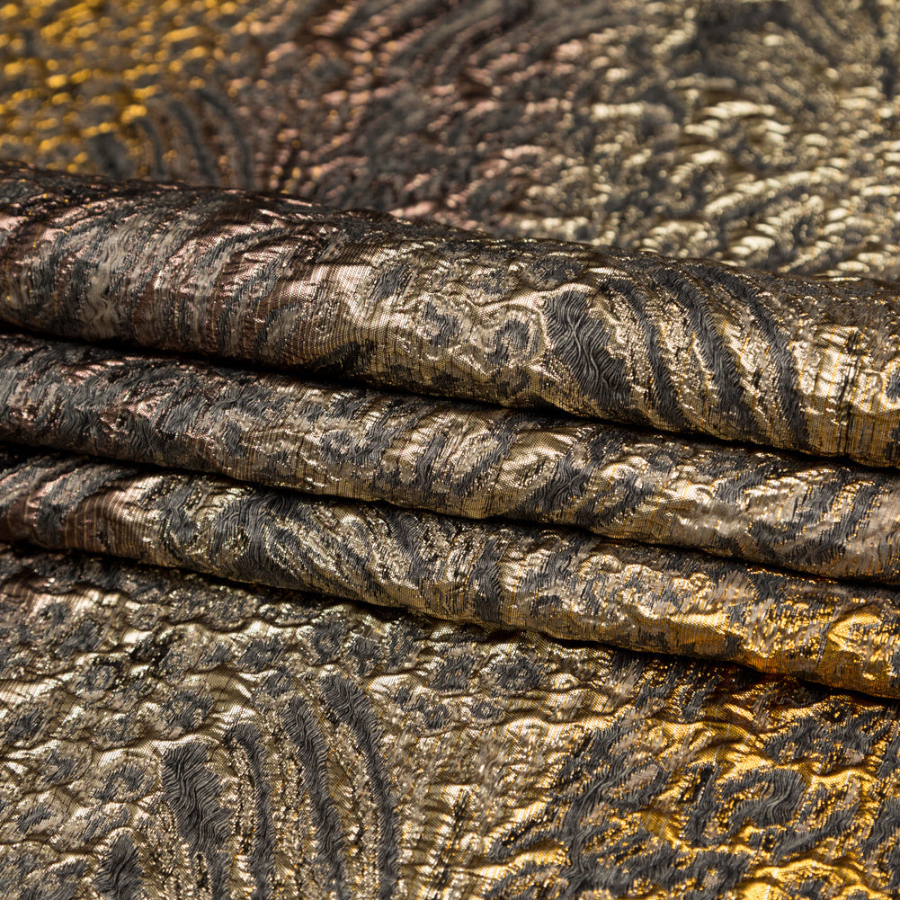 Metallic Bright Gold, Bronze and Winter Twig Abstract Ombre Luxury Brocade