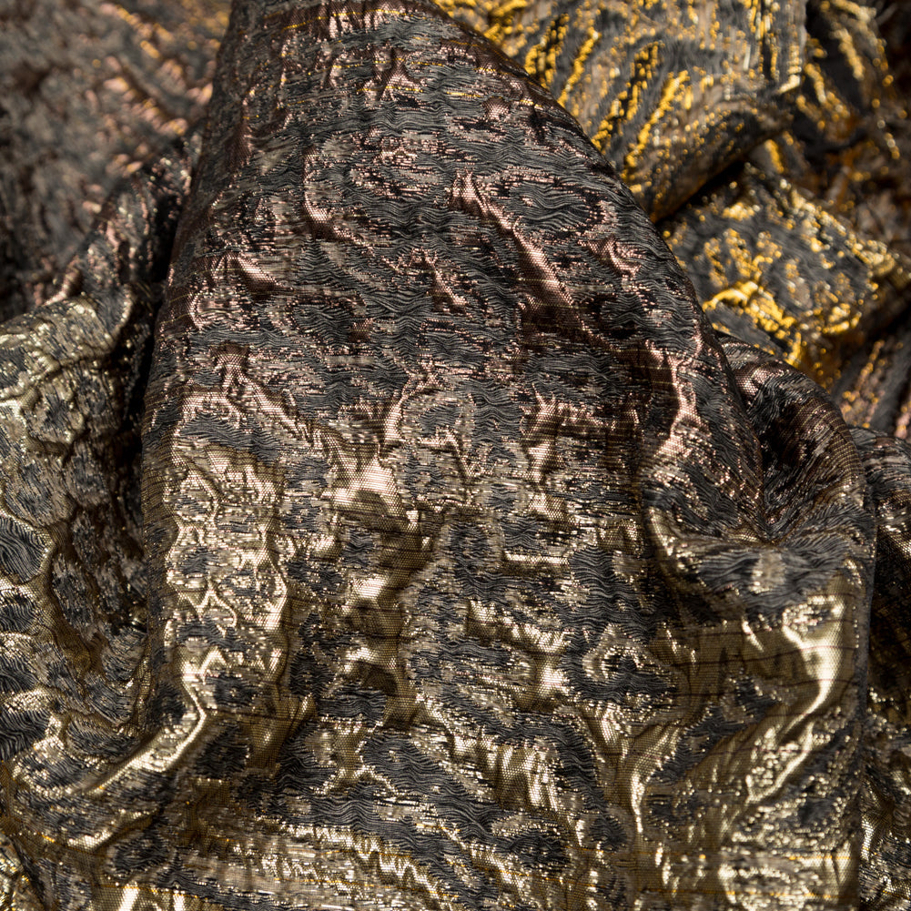 Metallic Bright Gold, Bronze and Winter Twig Abstract Ombre Luxury Brocade