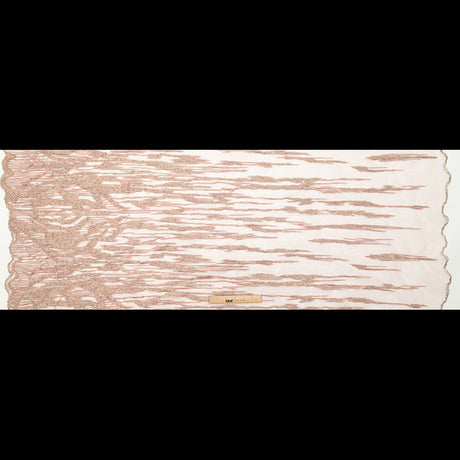 3D Embroidered Lace with Beads and Scalloped Edges - Metallic Etherea Pink Abstract