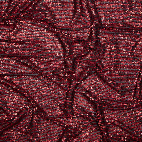 Red Striped Baby Sequins on Black Stretch Mesh