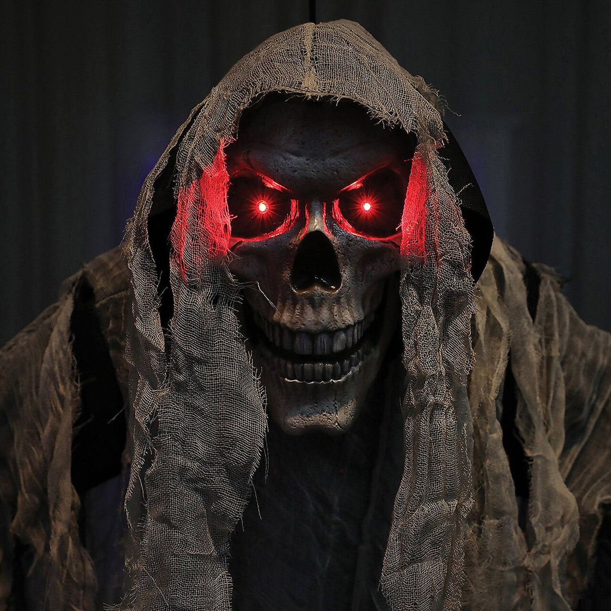 6 Feet Hanging Grim Reaper Halloween Animatronic with Red LED Eyes & Fluttering Robes